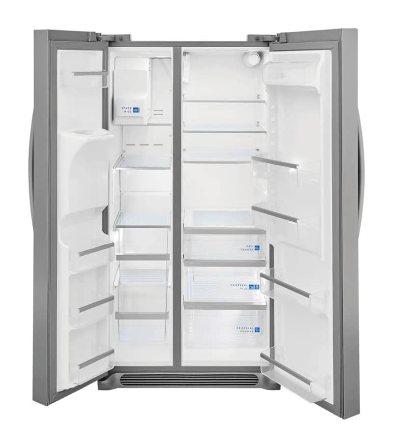 frigidaire-25.6cuft-SS-side-by-side-refrigerator-GRSS2652SS-open-empty.jpg