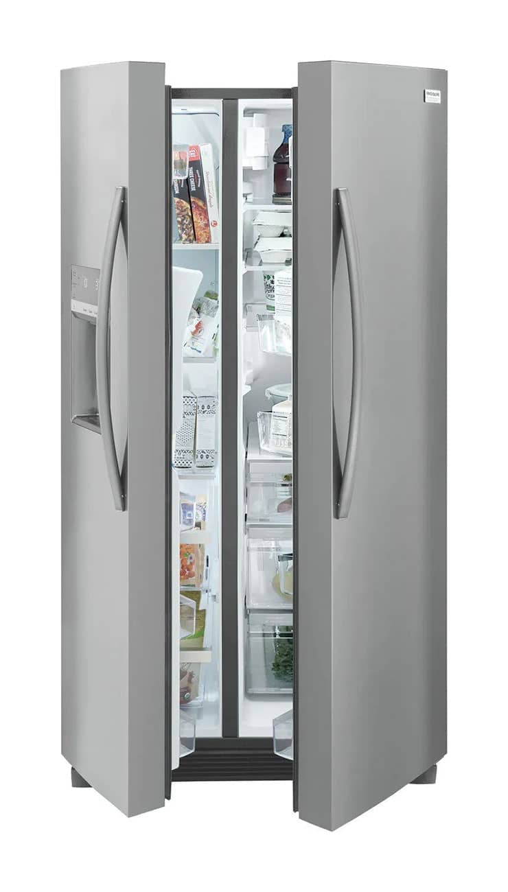 frigidaire-25.6cuft-SS-side-by-side-refrigerator-GRSS2652SS-partially-open.jpg